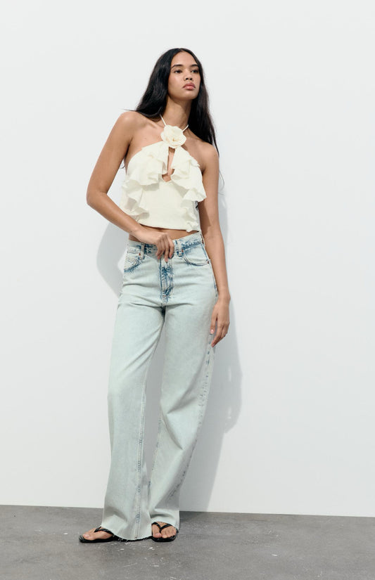 ZARA Floral Cotton Gauze Top