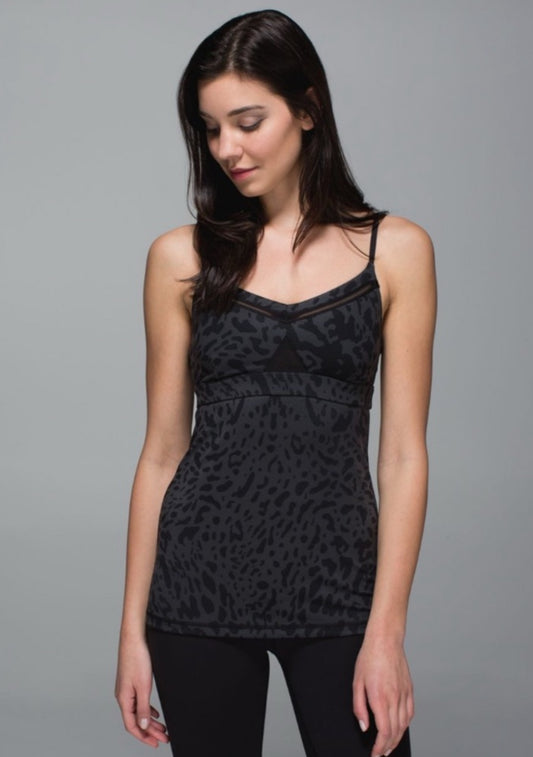 LULULEMON Just Breathe Tank/Animal Swirl Deep Coal Black