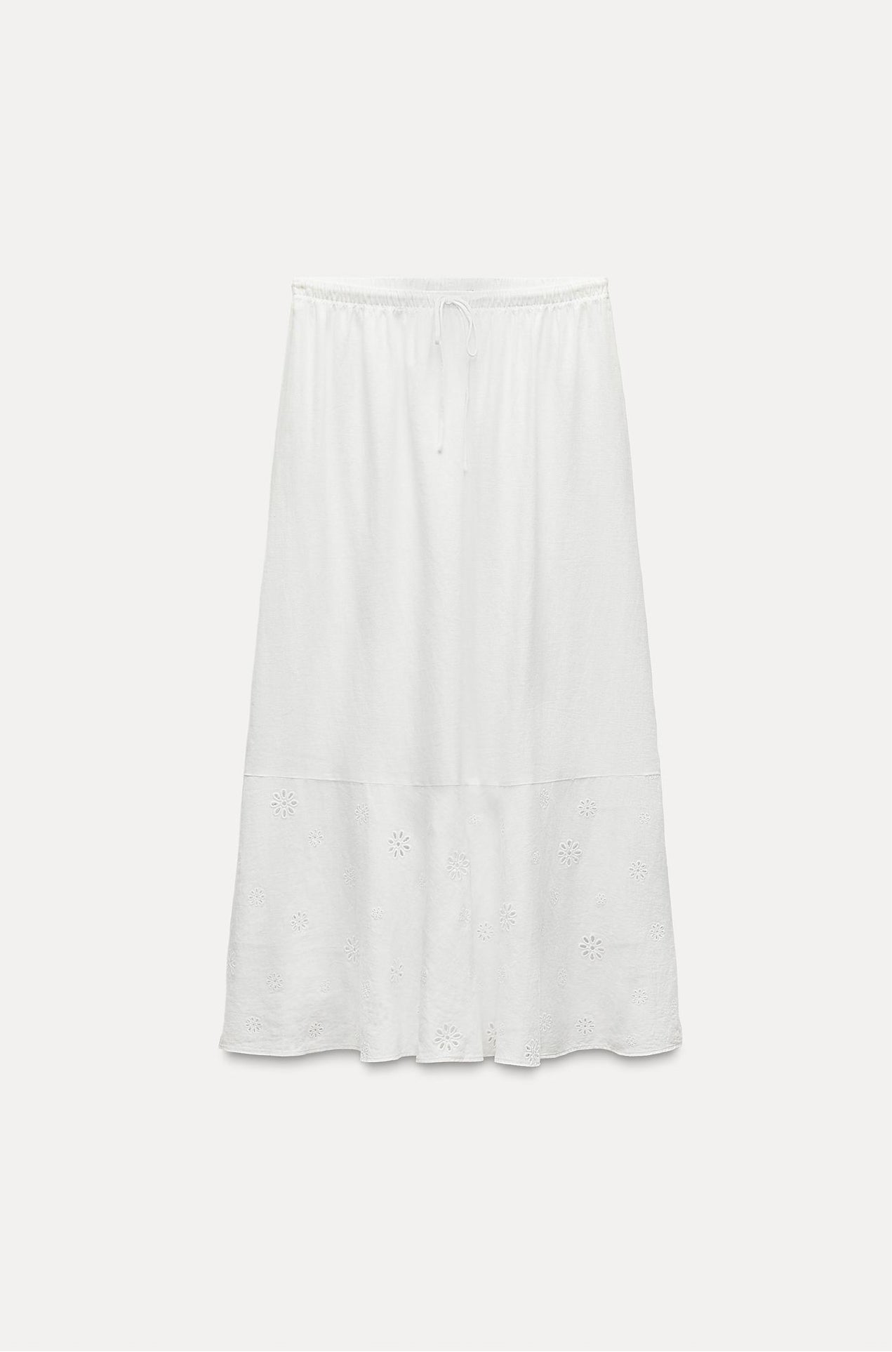 ZARA Embroidered Linen Blend Skirt ZW Collection