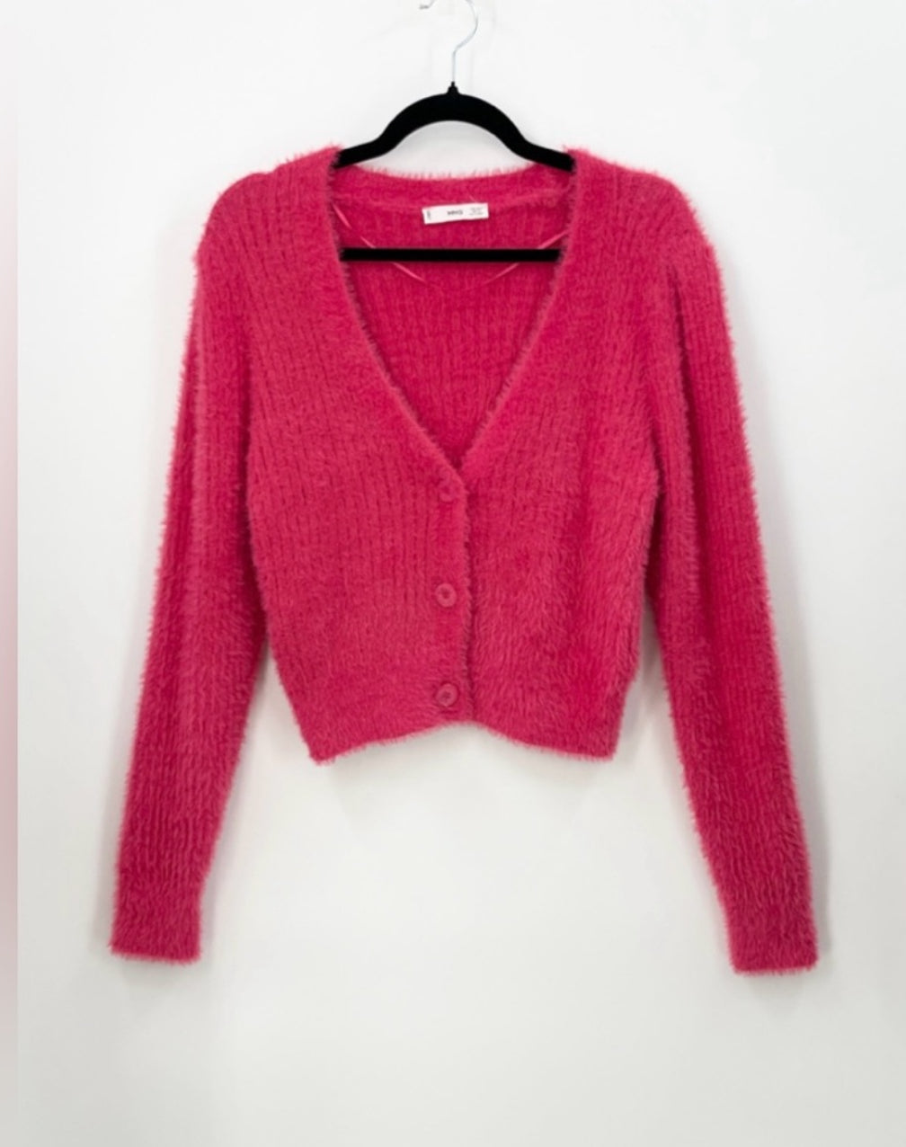 MANGO Fuzzy Knit Cardigan