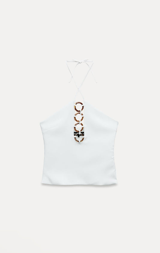 ZARA Tortoise Shell Effect Halter Top