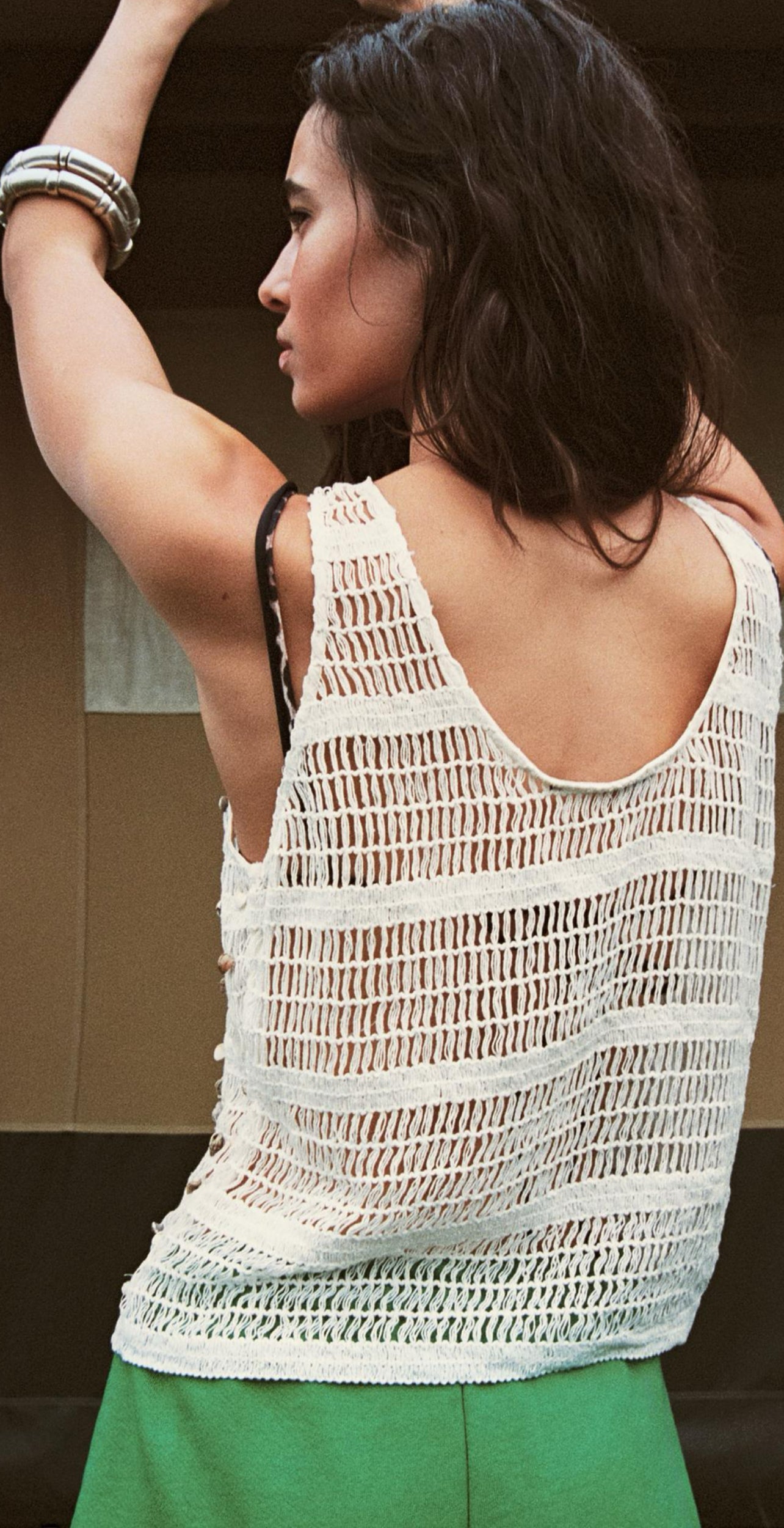 ZARA Mesh Seashell Top