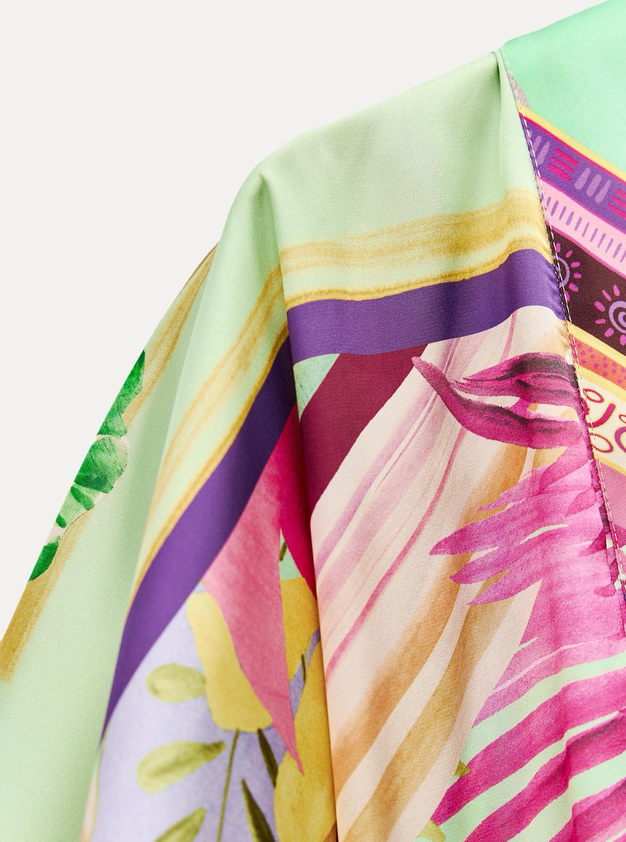 ZARA Satin Effect Tropical Print Kimono