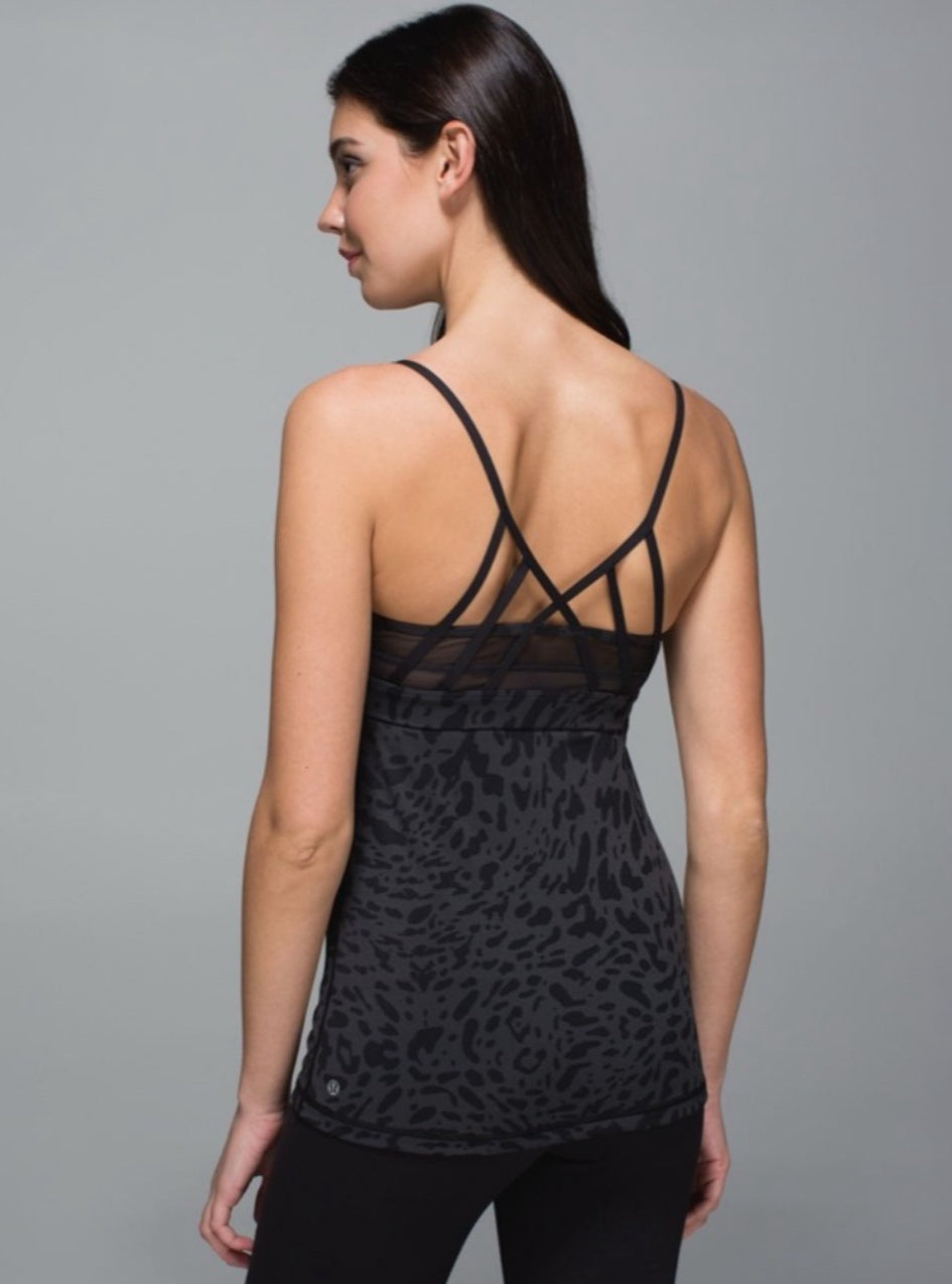 LULULEMON Just Breathe Tank/Animal Swirl Deep Coal Black