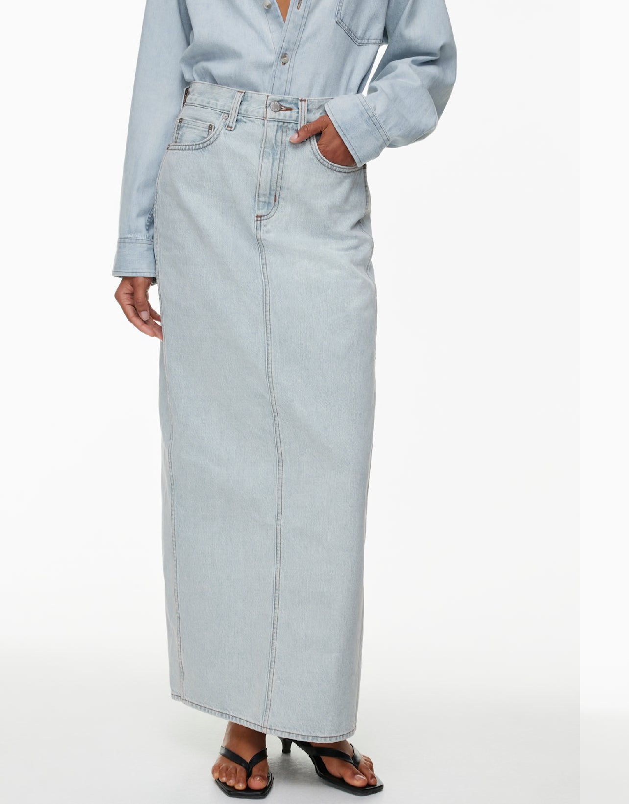 Denim Forum The '90s Pencil Maxi Denim Skirt