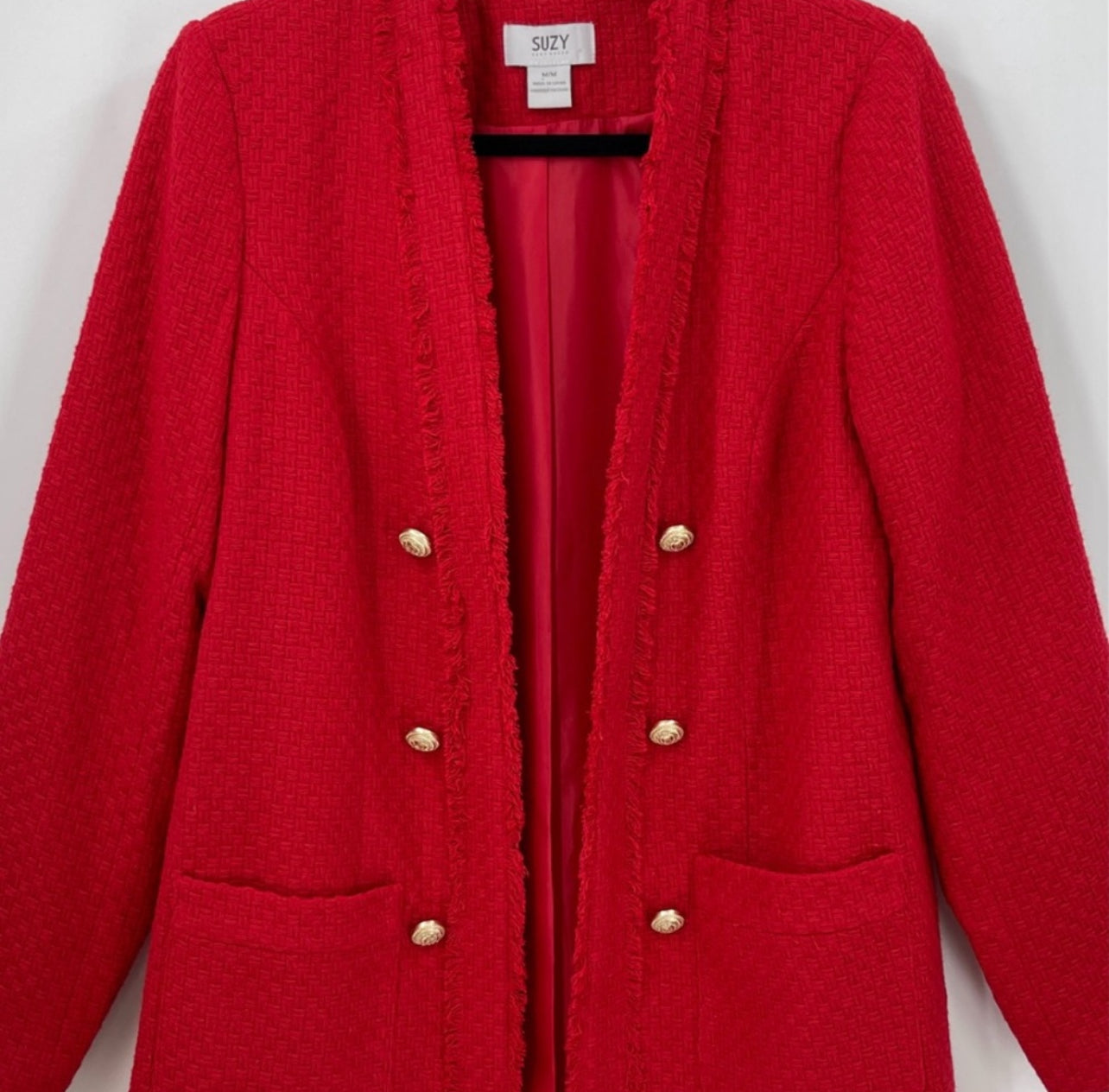 SUZY SHIER Bold Red Blazer