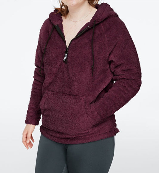 PINK Victoria's Secret 1/2 Zip Oversized Sherpa Pullover