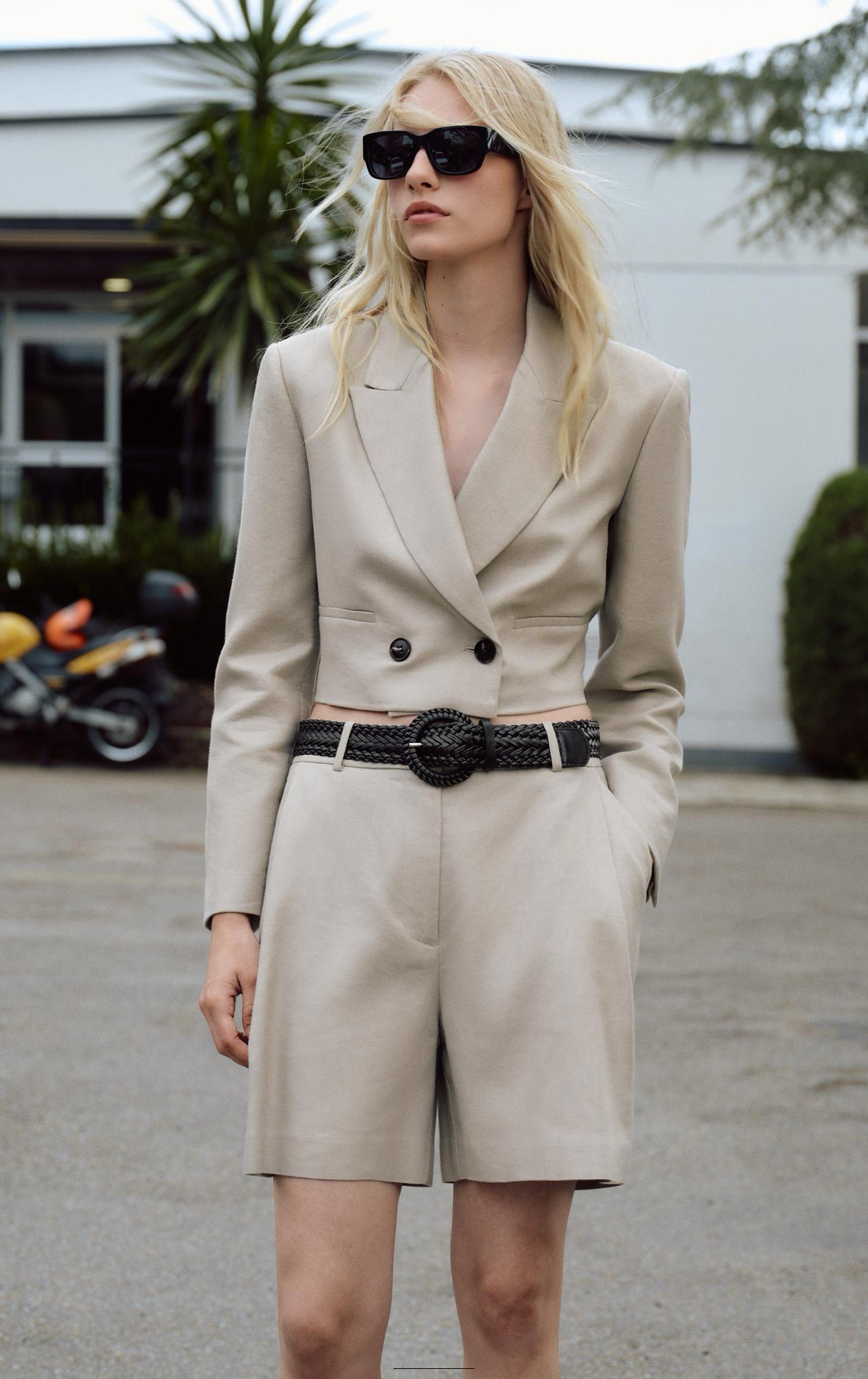 ZARA Linen Blend Cropped Blazer