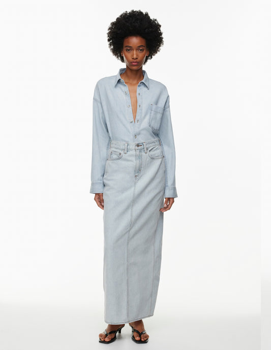 Denim Forum The '90s Pencil Maxi Denim Skirt