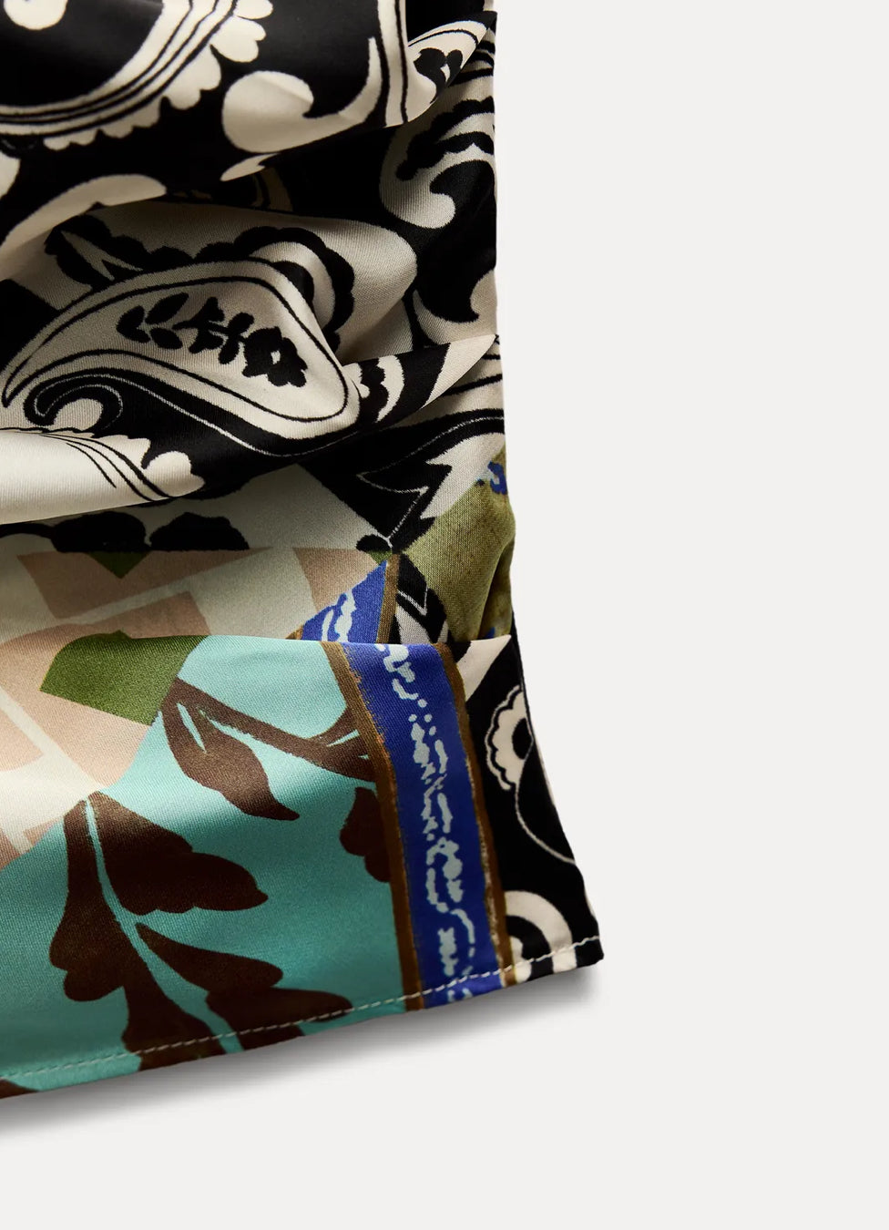 ZARA Patchwork Print Satin Top