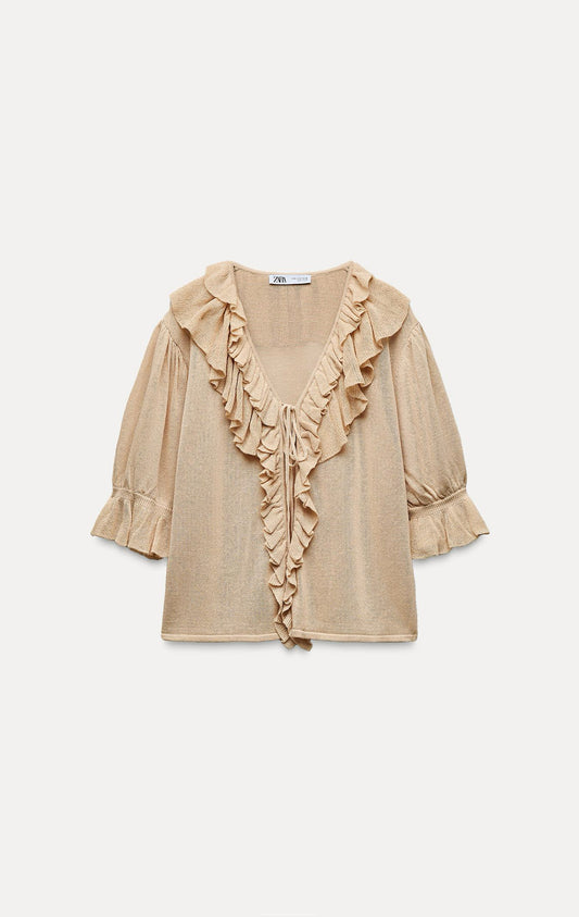 ZARA Ruffled Knit Top