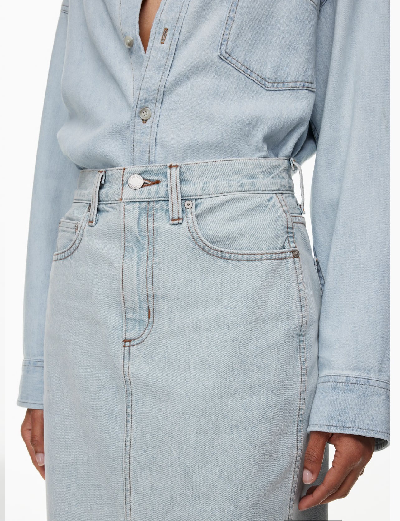 Denim Forum The '90s Pencil Maxi Denim Skirt