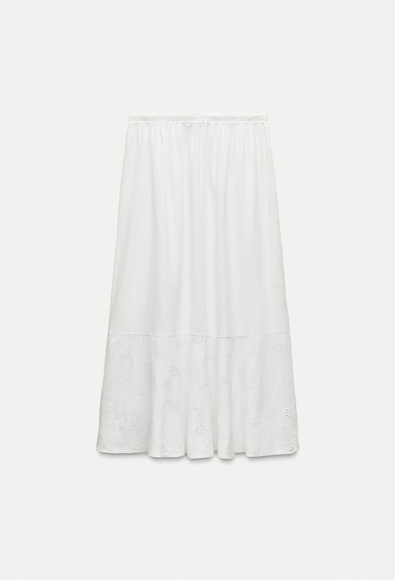 ZARA Embroidered Linen Blend Skirt ZW Collection