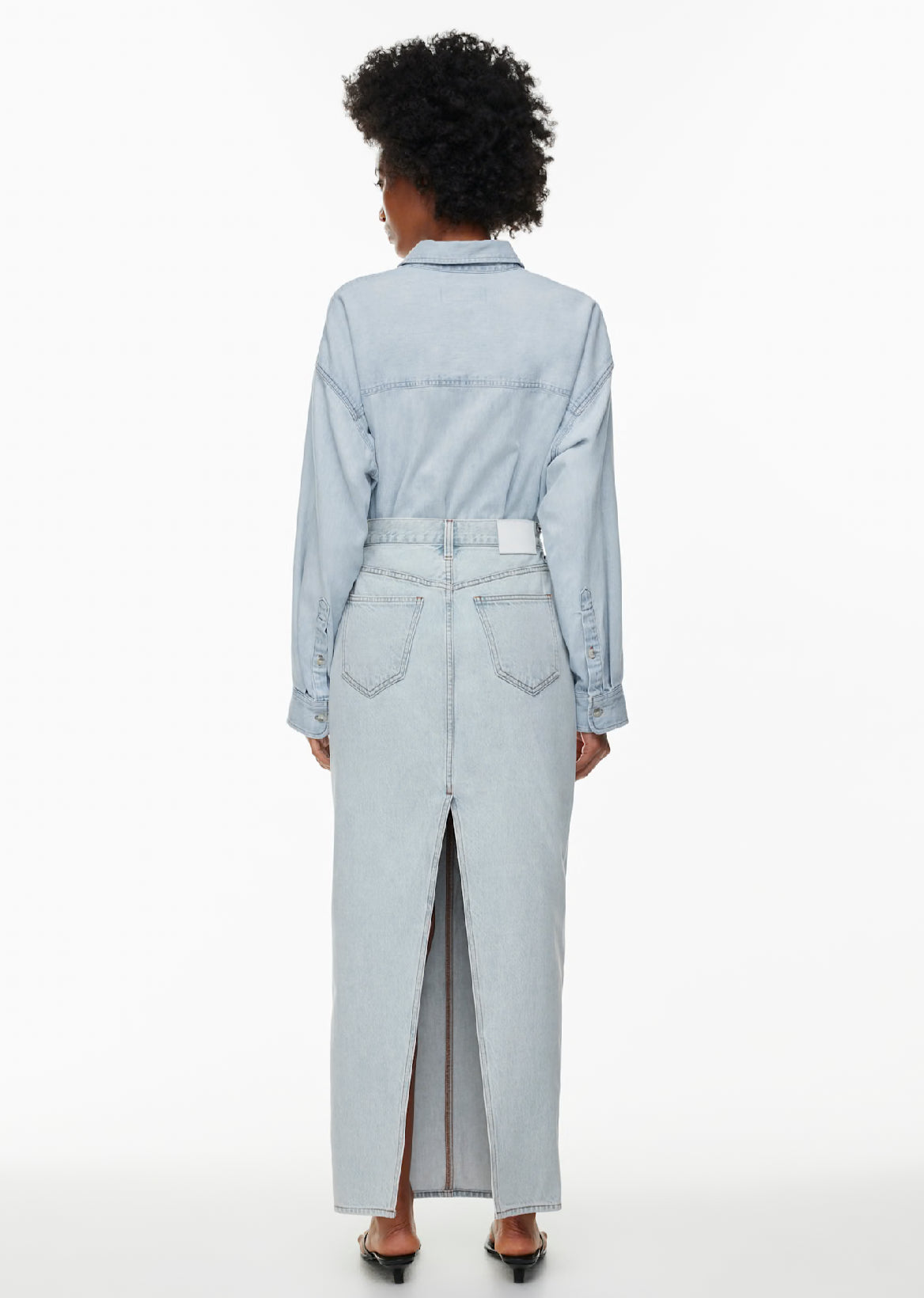 Denim Forum The '90s Pencil Maxi Denim Skirt