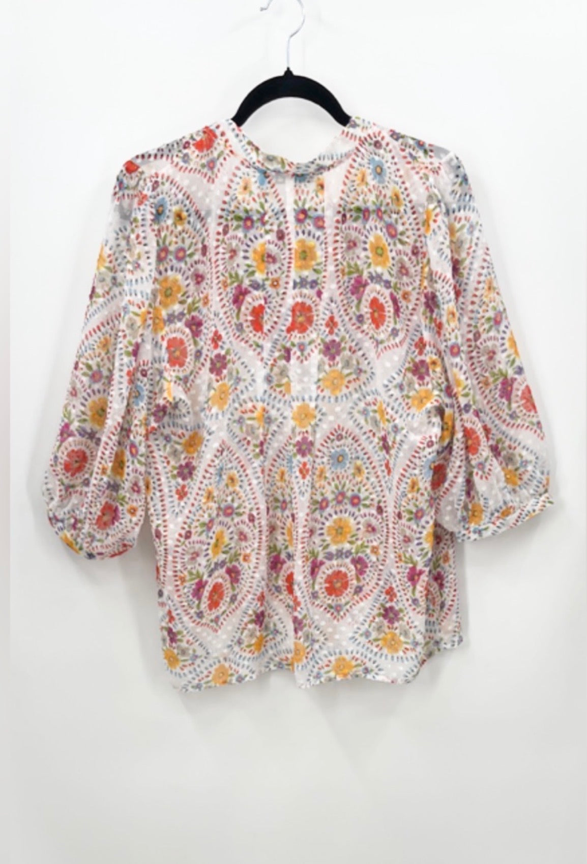 DANIEL RAINN Floral Sheer Blouse