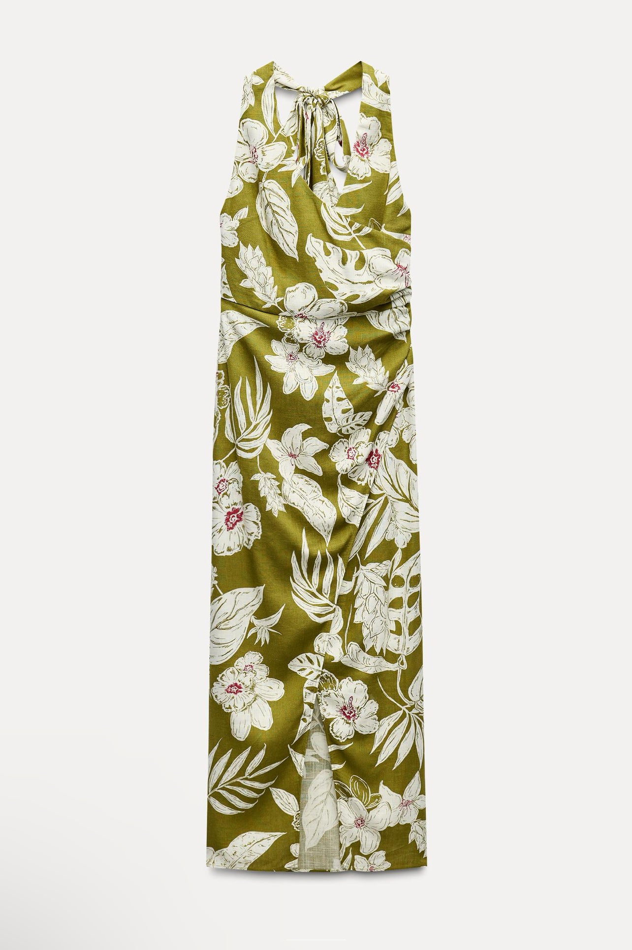 ZARA Linen Blend Floral Print Dress