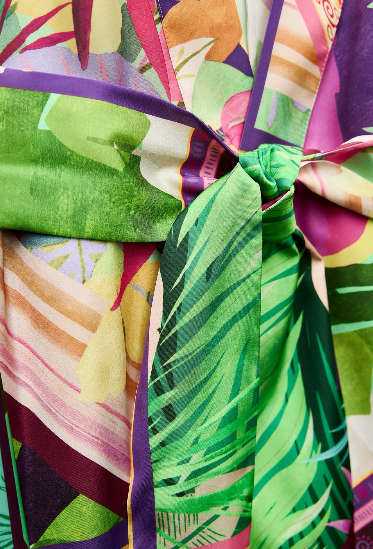 ZARA Satin Effect Tropical Print Kimono