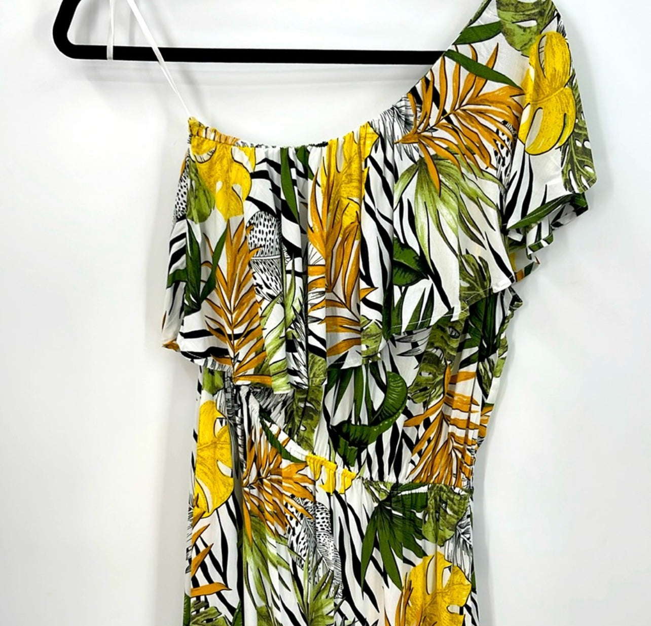 ABEL THE LABEL Tropical Print One Shoulder Dress
