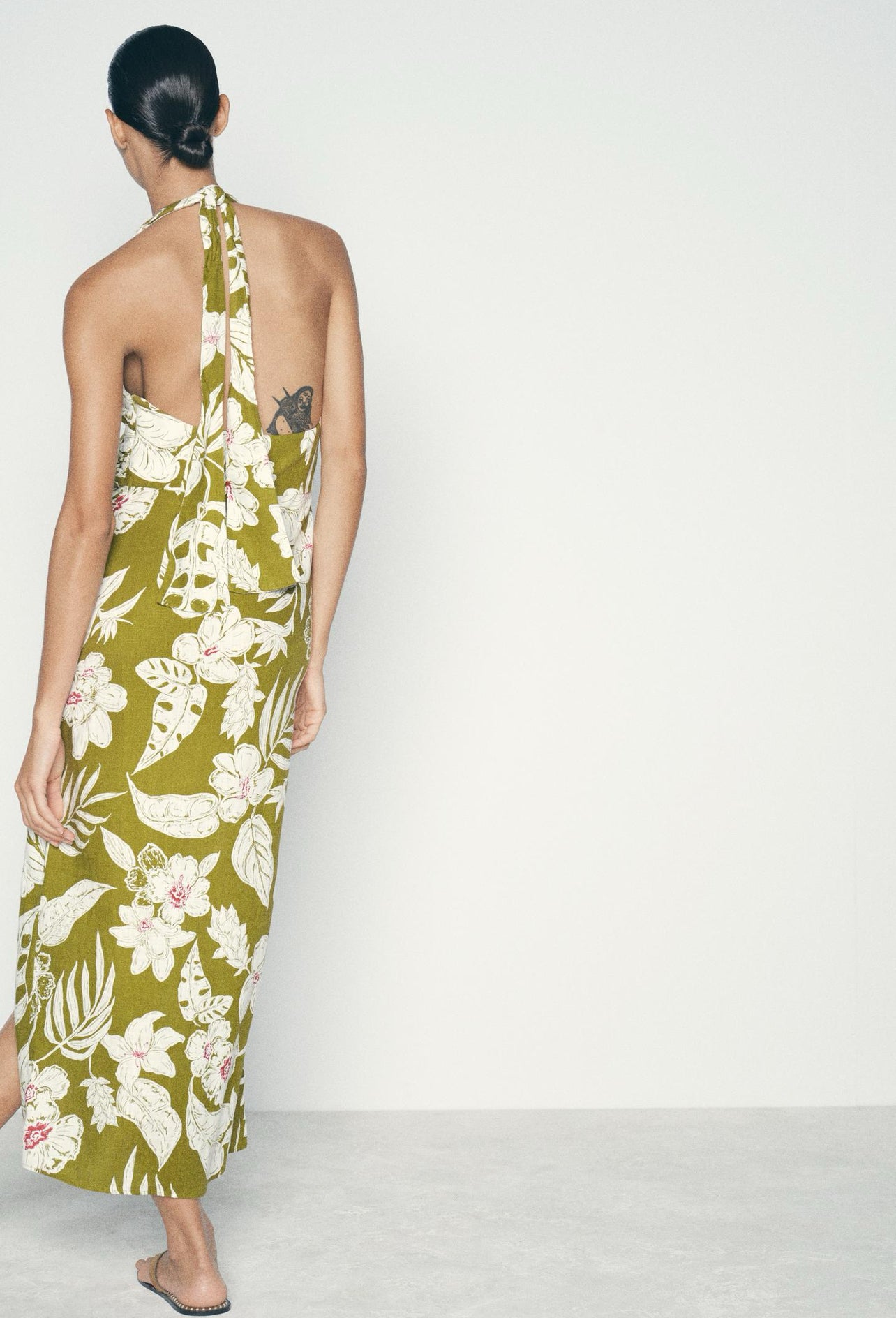 ZARA Linen Blend Floral Print Dress