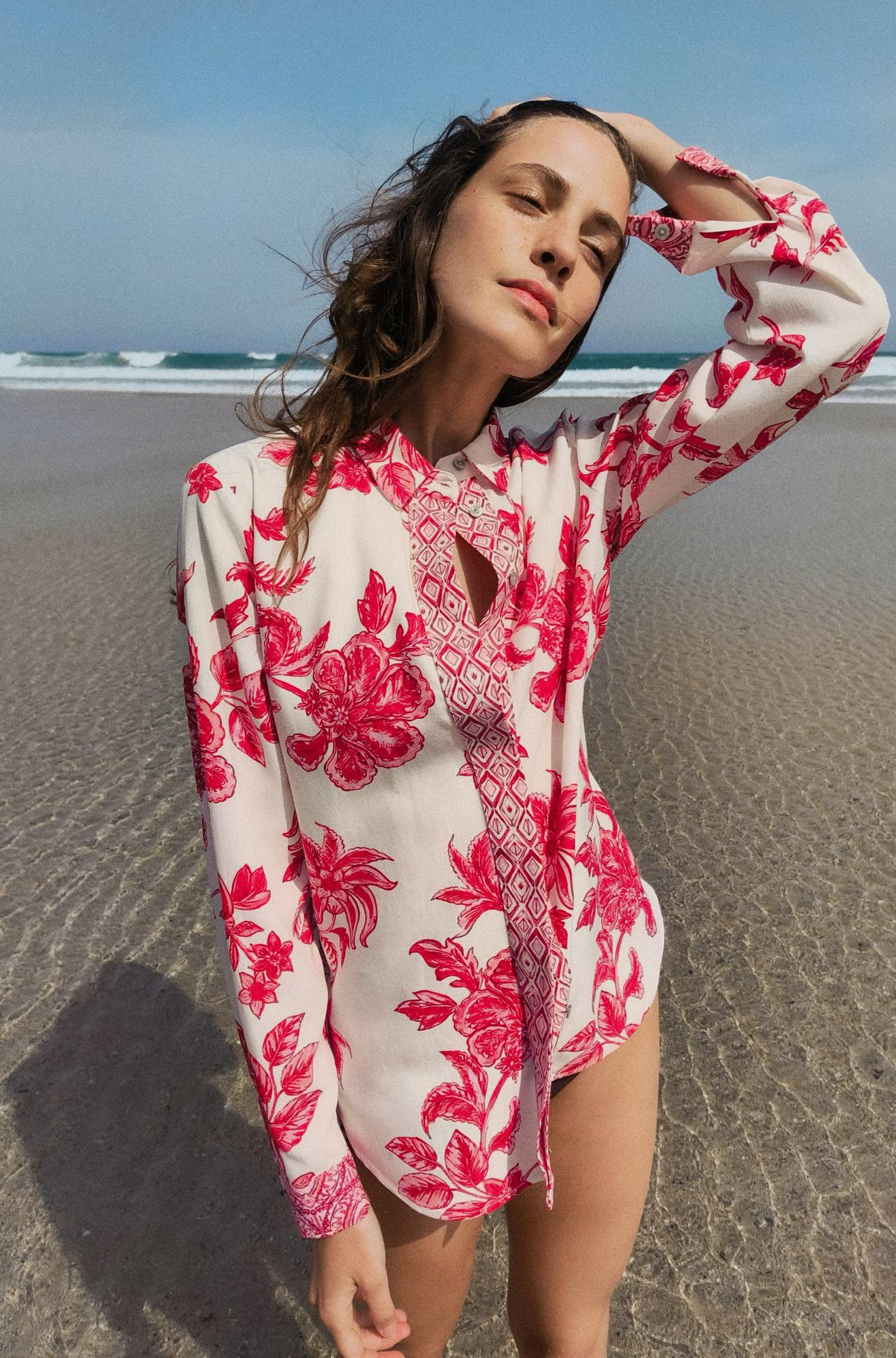 ZARA Grecian Floral Print Shirt