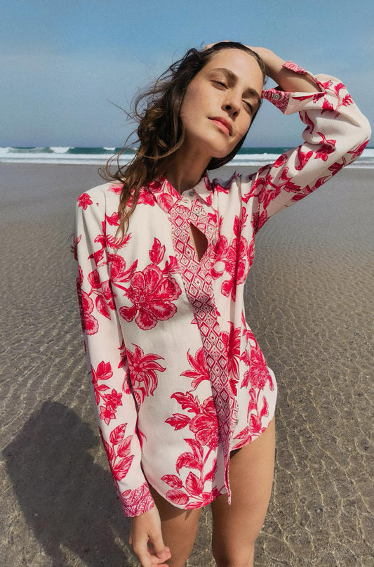 ZARA Grecian Floral Print Shirt