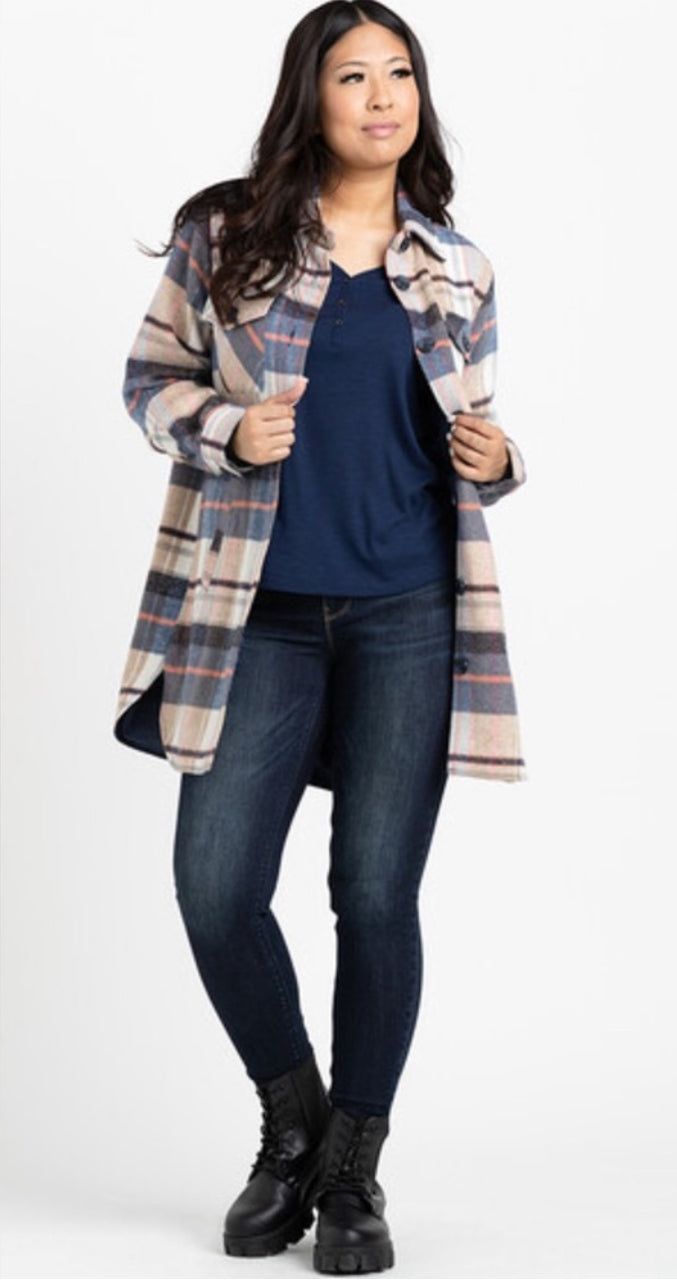 WAREHOUSE ONE Oversized Plaid Shacket