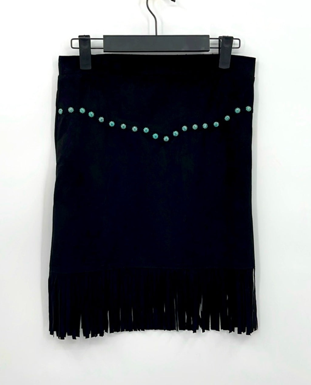 FASHION EXPRESS Faux Suede Studded
Fringe Skirt