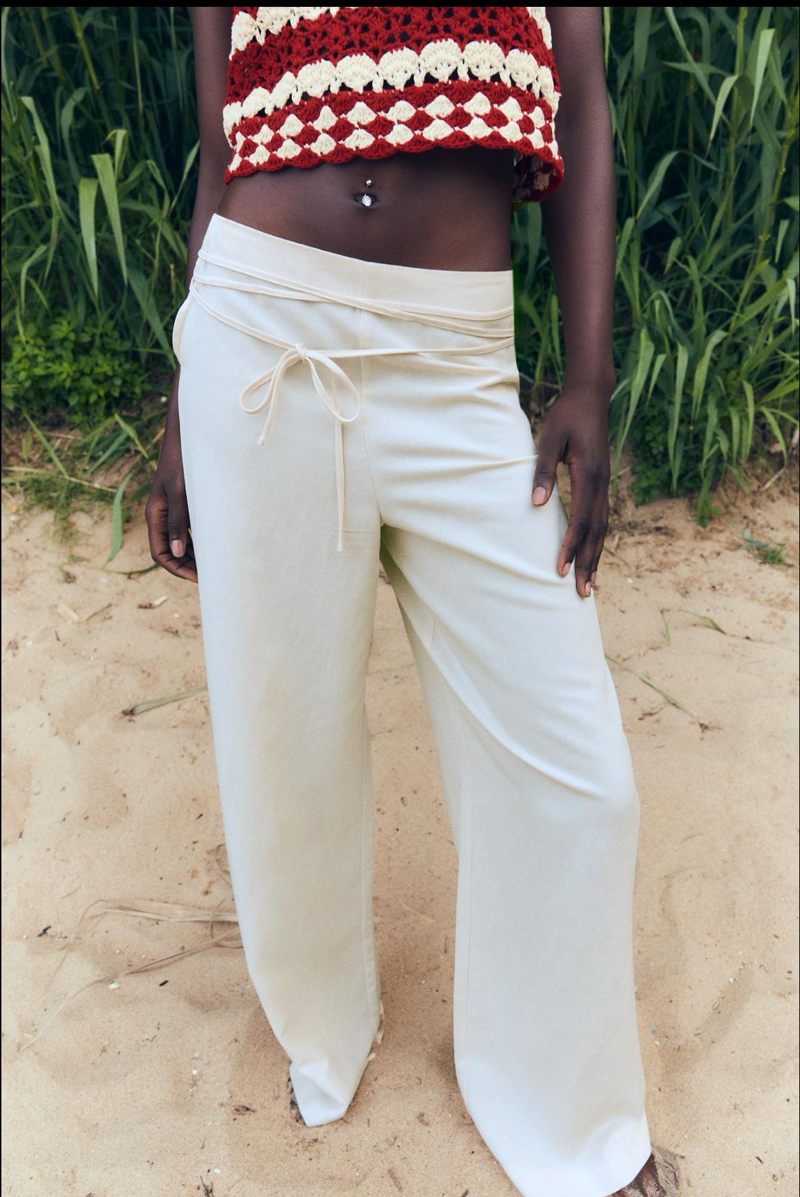 ZARA Belted Full Length Pants