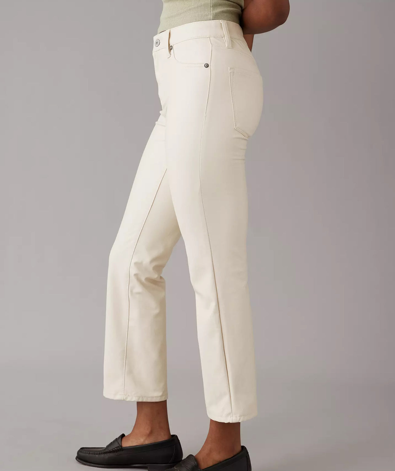 American Eagle High-Waisted Vegan Leather
Kick Bootcut Crop Pant