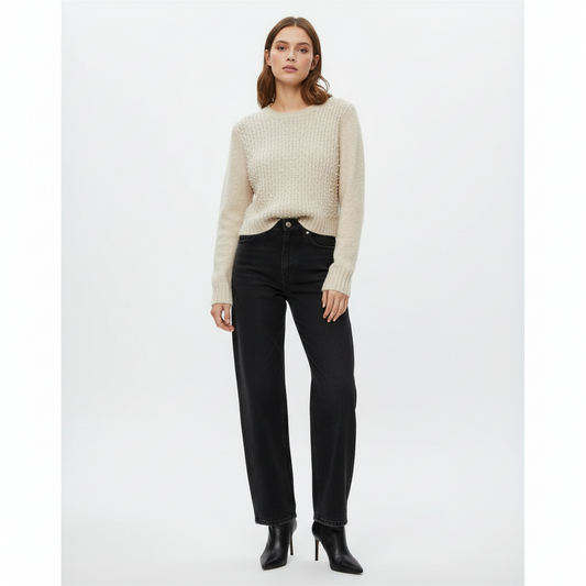 Zara Pearl Embellished Wool Blend Sweater