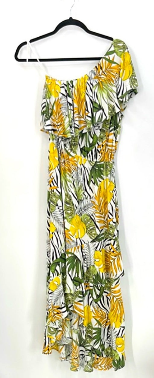 ABEL THE LABEL Tropical Print One Shoulder Dress