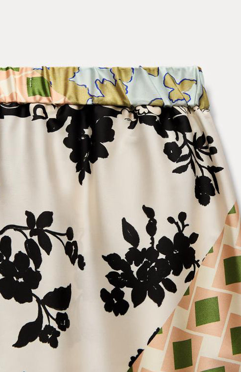 ZARA Patchwork Print Satin Trousers