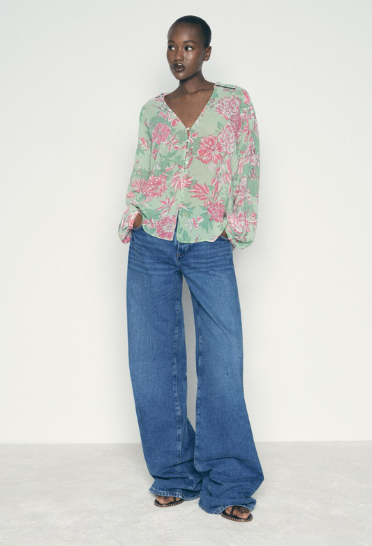 ZARA Floral Oversized Print Shirt
