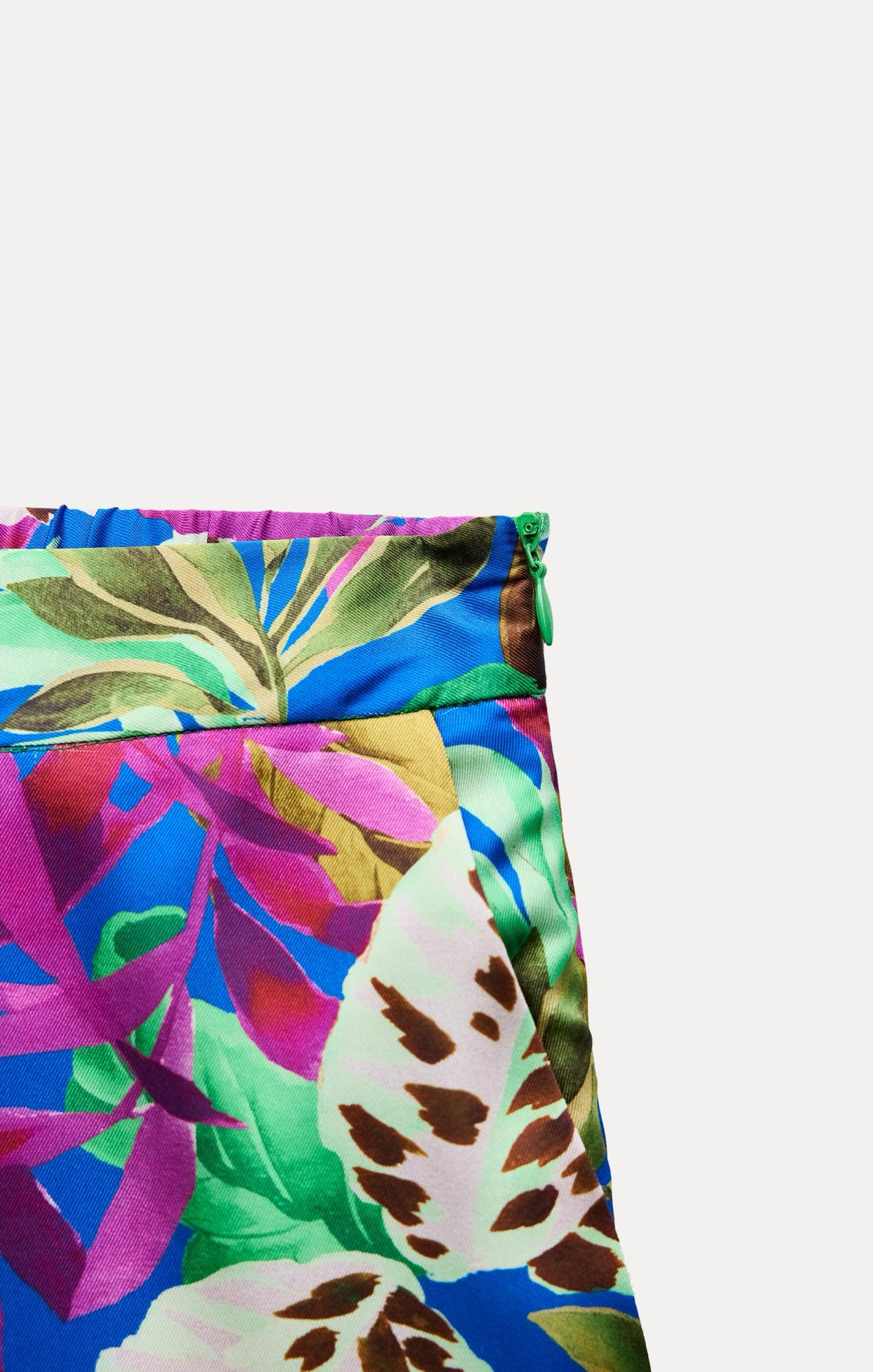 ZARA Satin Effect Tropical Print Pants