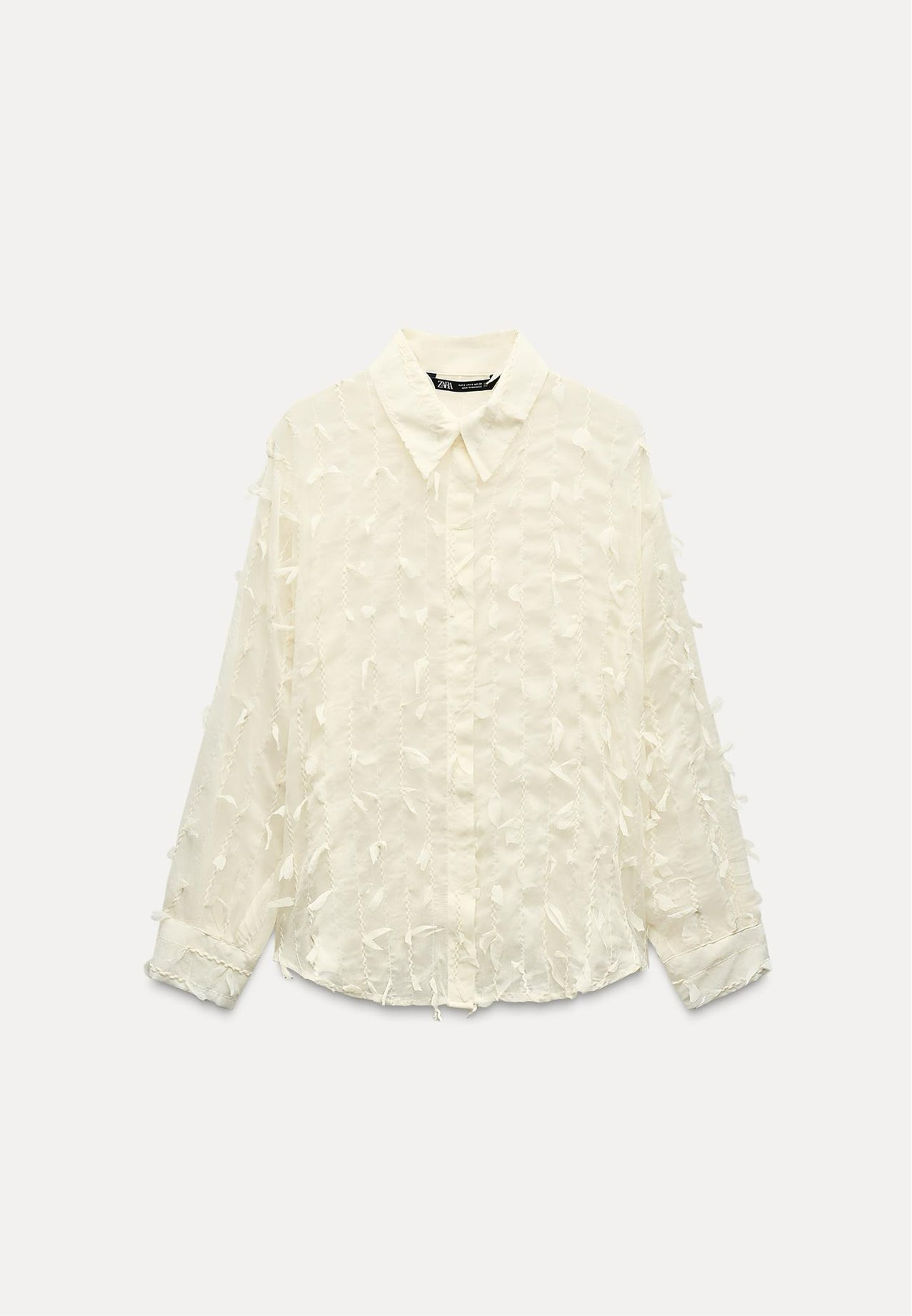 ZARA Fringed Semi-Sheer Shirt