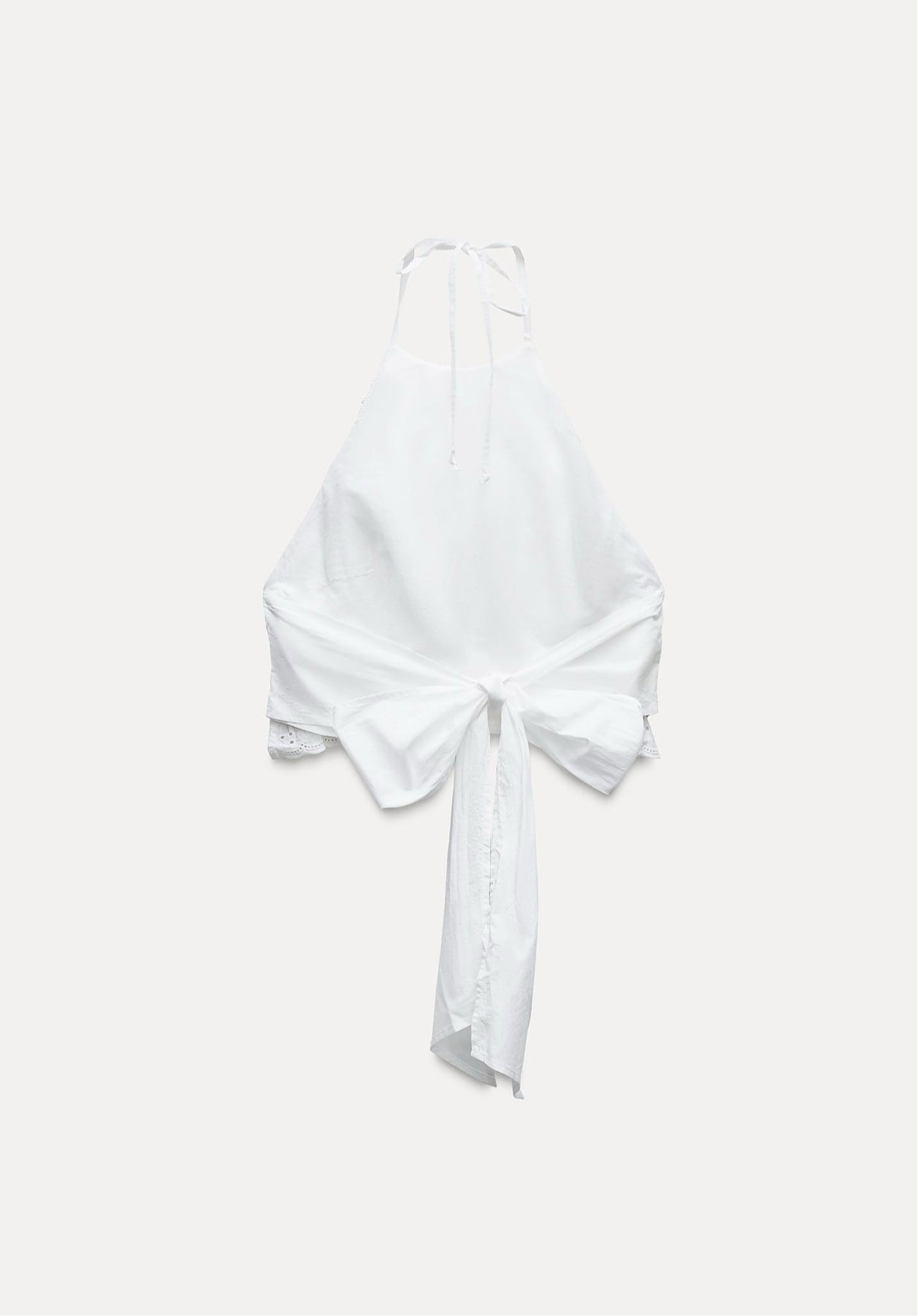 ZARA Ruffled Embroidered Halter Top