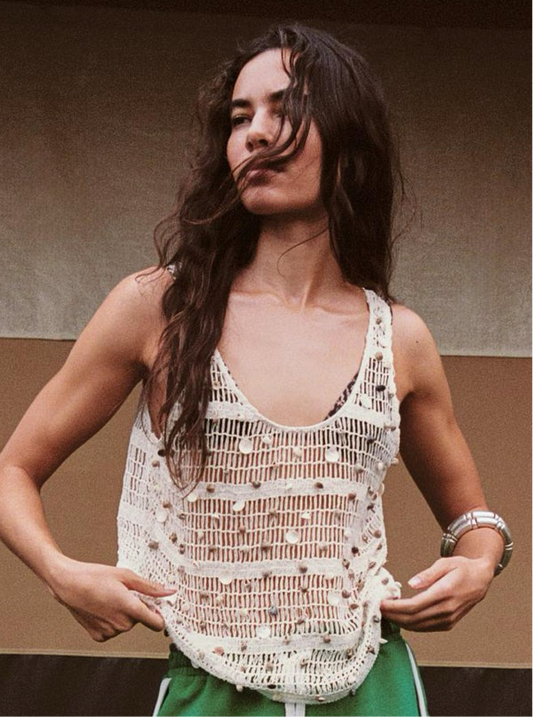 ZARA Mesh Seashell Top