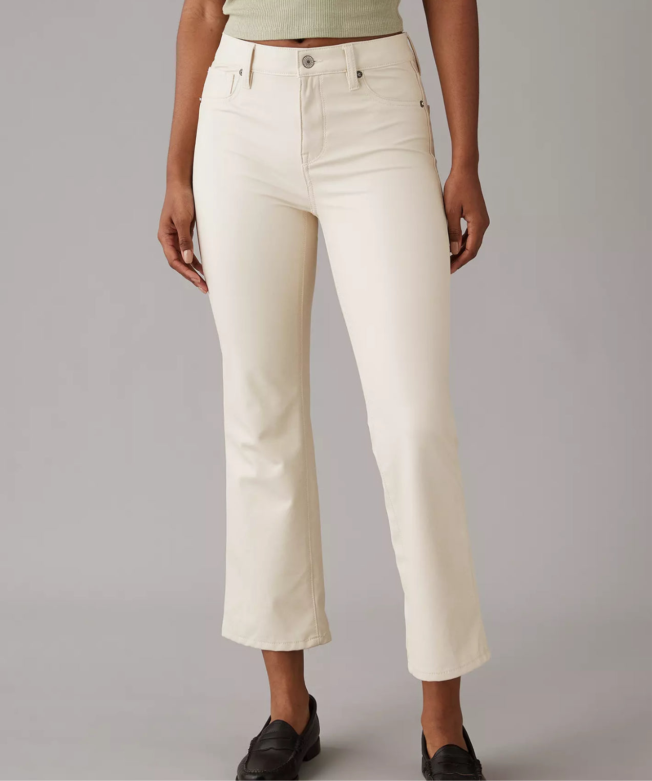 American Eagle High-Waisted Vegan Leather
Kick Bootcut Crop Pant
