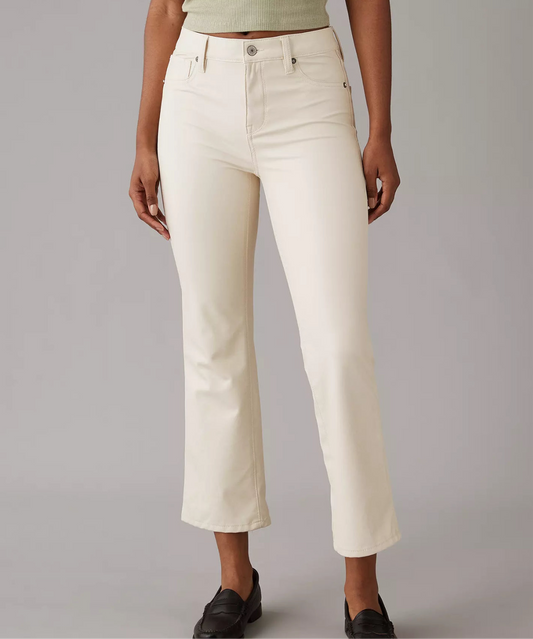 American Eagle High-Waisted Vegan Leather
Kick Bootcut Crop Pant