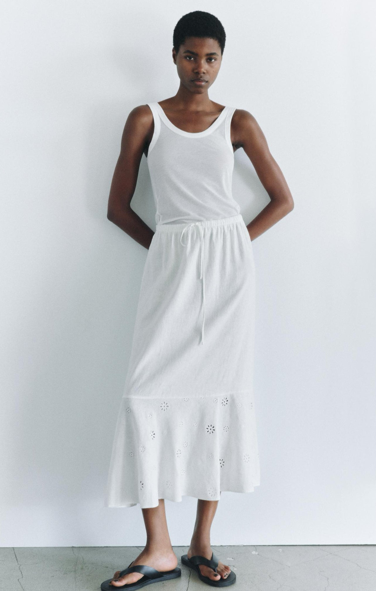 ZARA Embroidered Linen Blend Skirt ZW Collection
