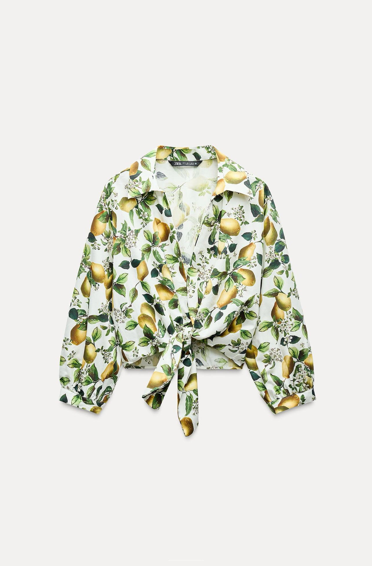 ZARA Knotted Fruit Print Crop Top