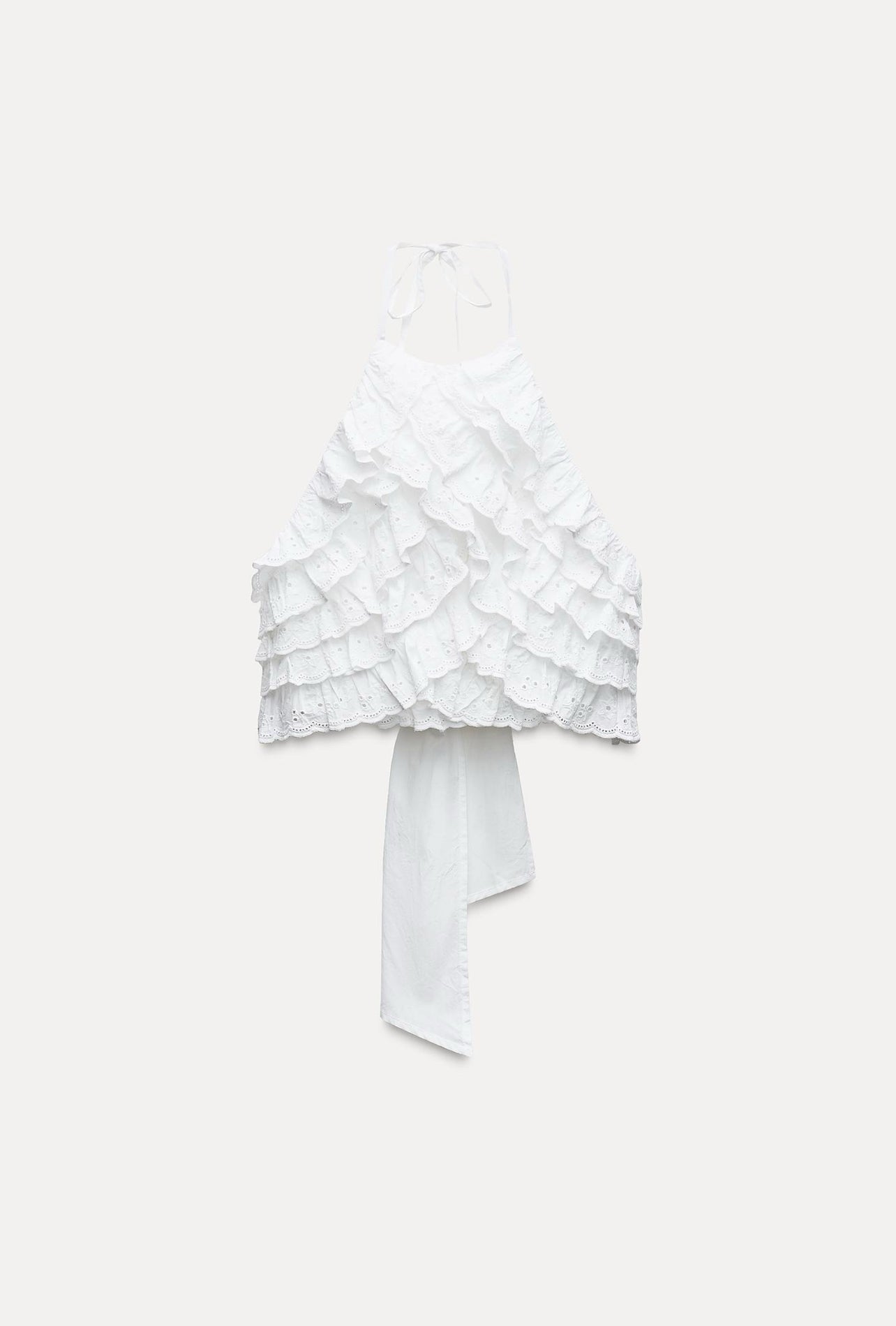 ZARA Ruffled Embroidered Halter Top