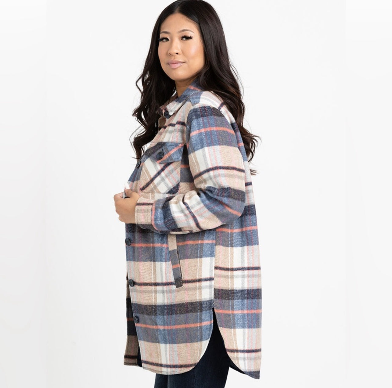 WAREHOUSE ONE Oversized Plaid Shacket