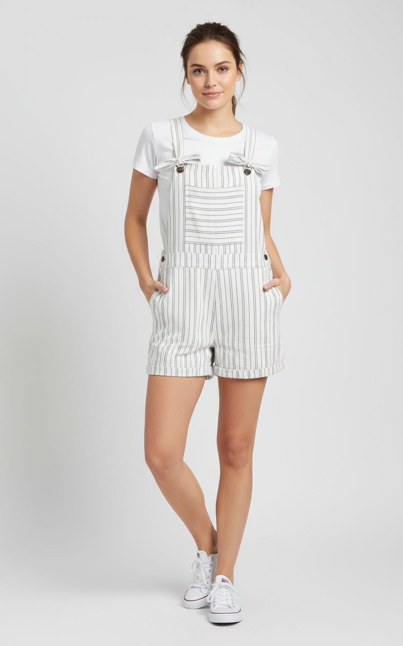 PATRONS OF PEACE Striped Shortalls