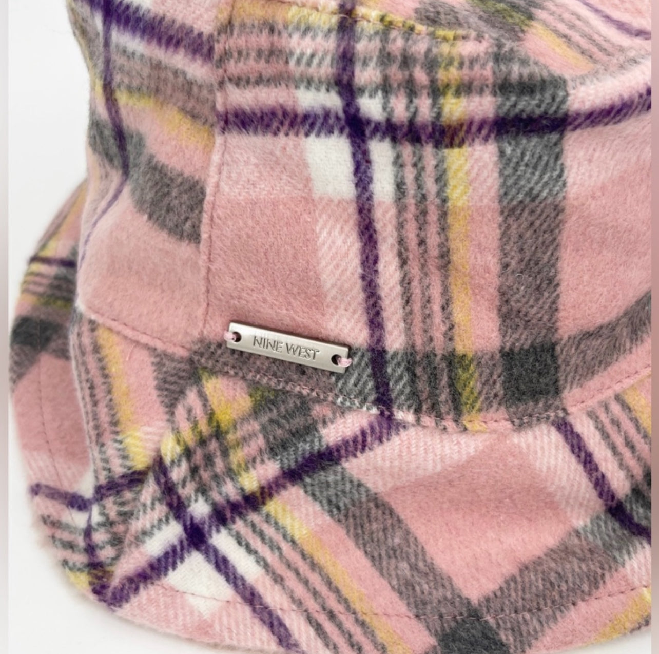Nine West Reversible Plaid/Faux Fur Bucket Hat