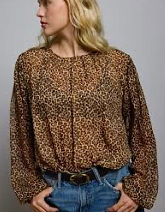 AE77 Premium Silk Bubble Sleeve Blouse