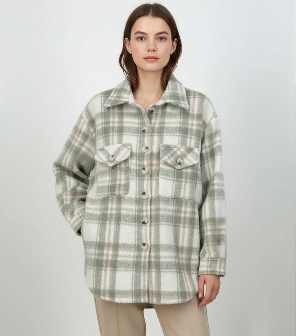 DAVI & DANI Plaid Oversized Shacket