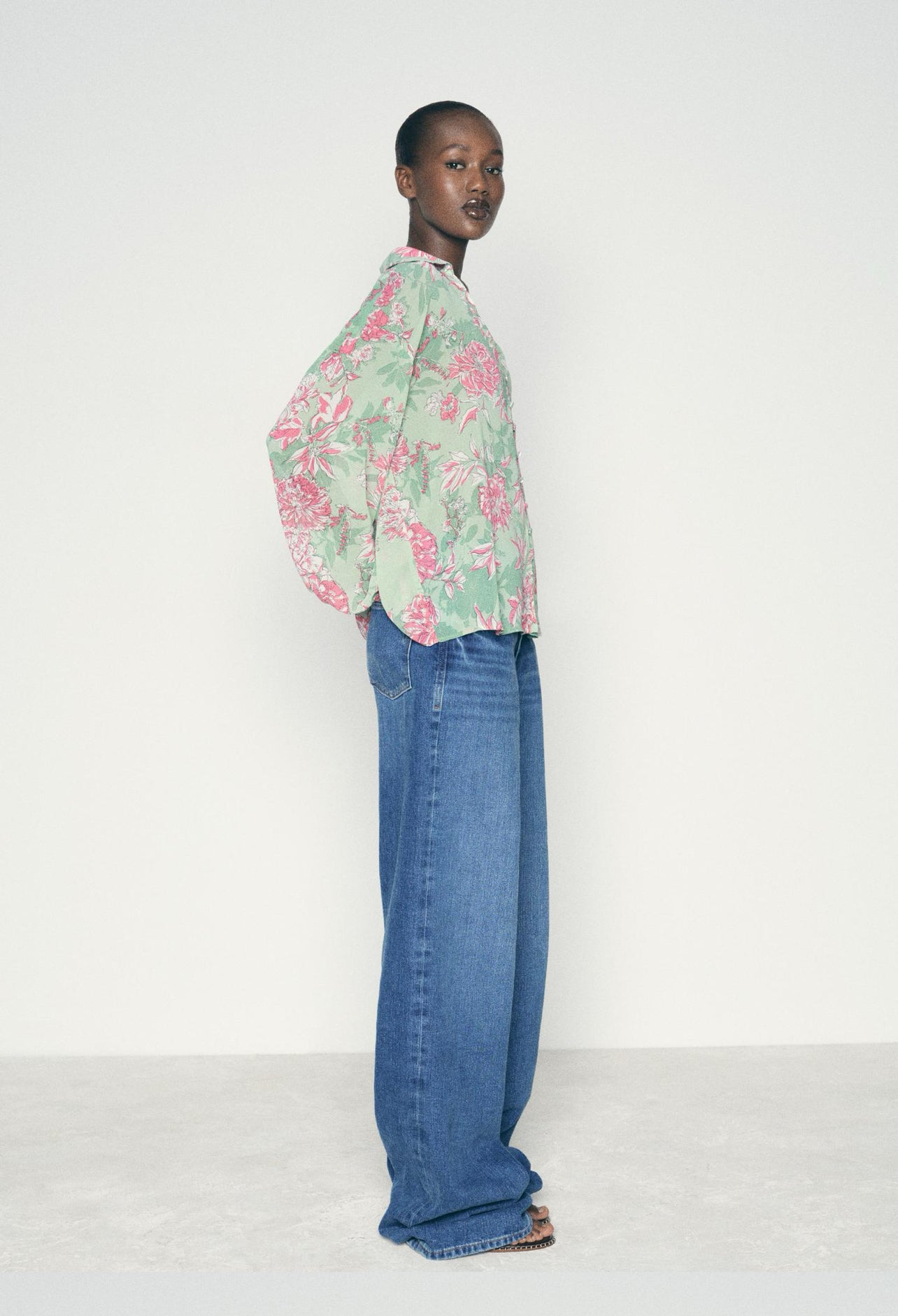 ZARA Floral Oversized Print Shirt