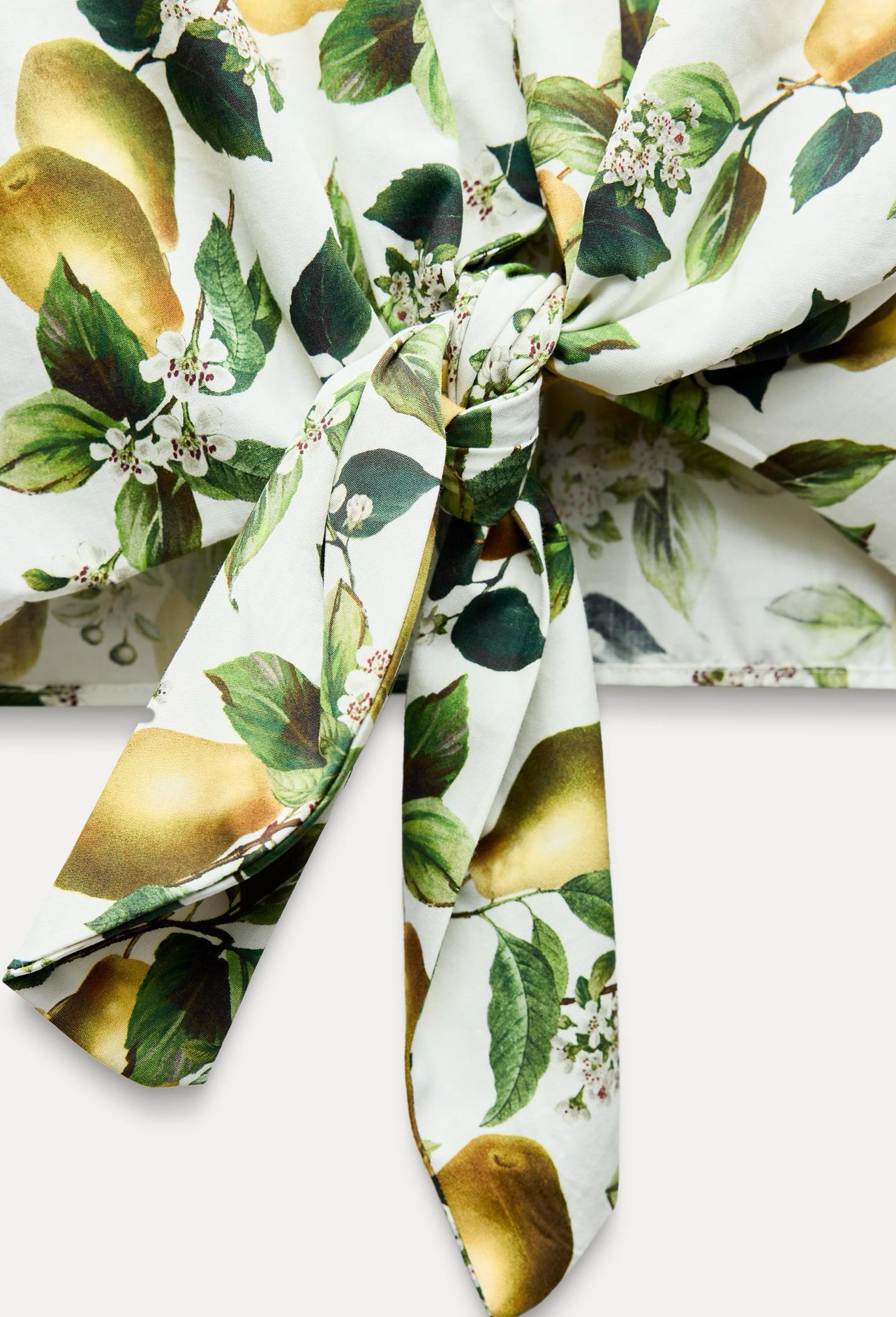 ZARA Knotted Fruit Print Crop Top