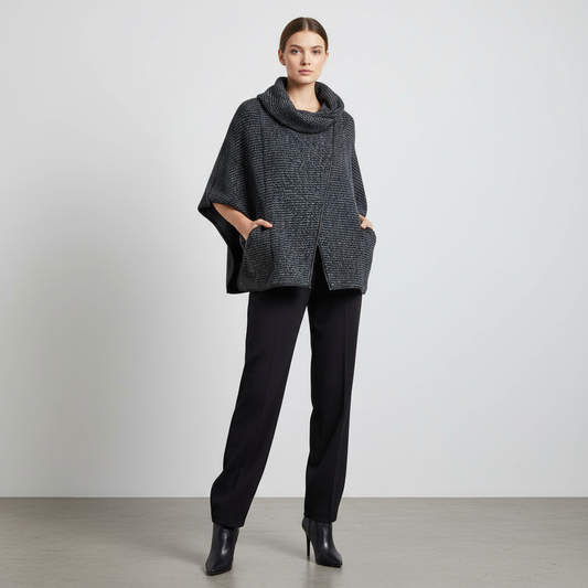 Papillon Cape with Faux Leather Trim